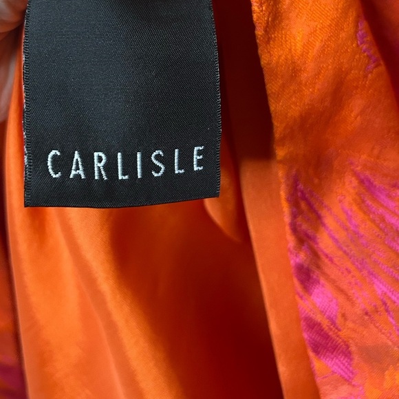 Carlisle 0 Orange Pink Floral Jacquard Cocktail Dress Size 4 - Picture 7 of 10